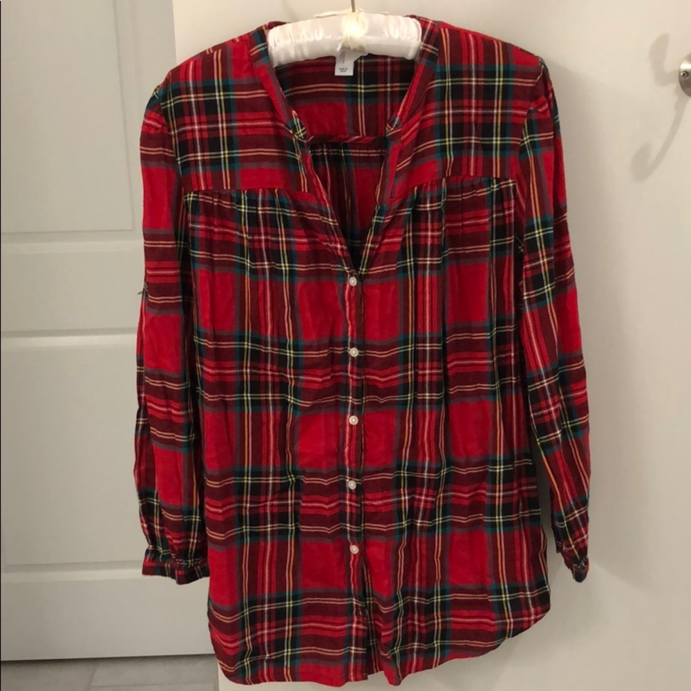 Classic plaid button down tunic